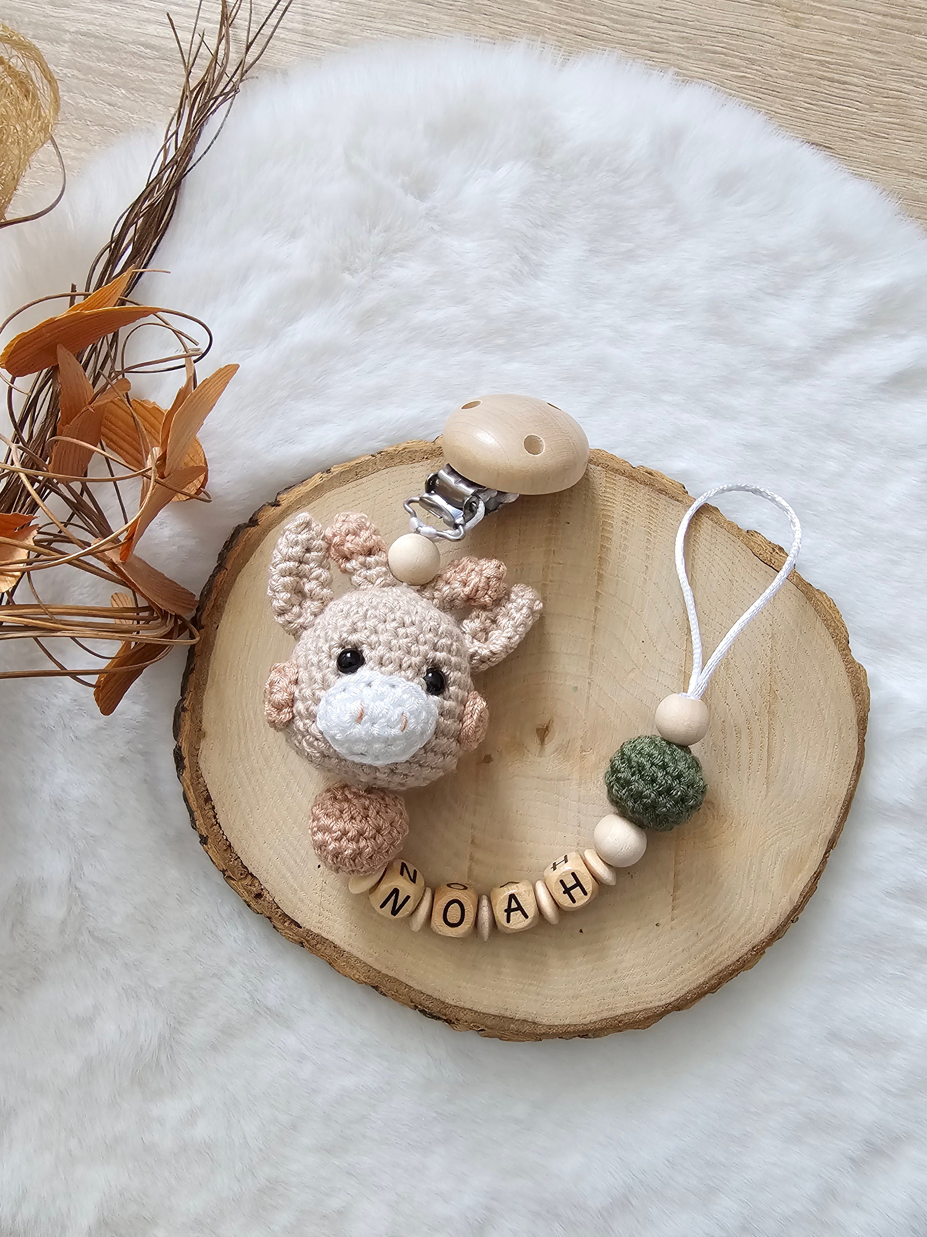 Schnullerkette mit Namen | Giraffe |Babygeschenke zur Geburt | personalisierte Schnullerkette