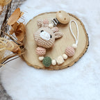 Schnullerkette Giraffe mit Namen – braun/peach