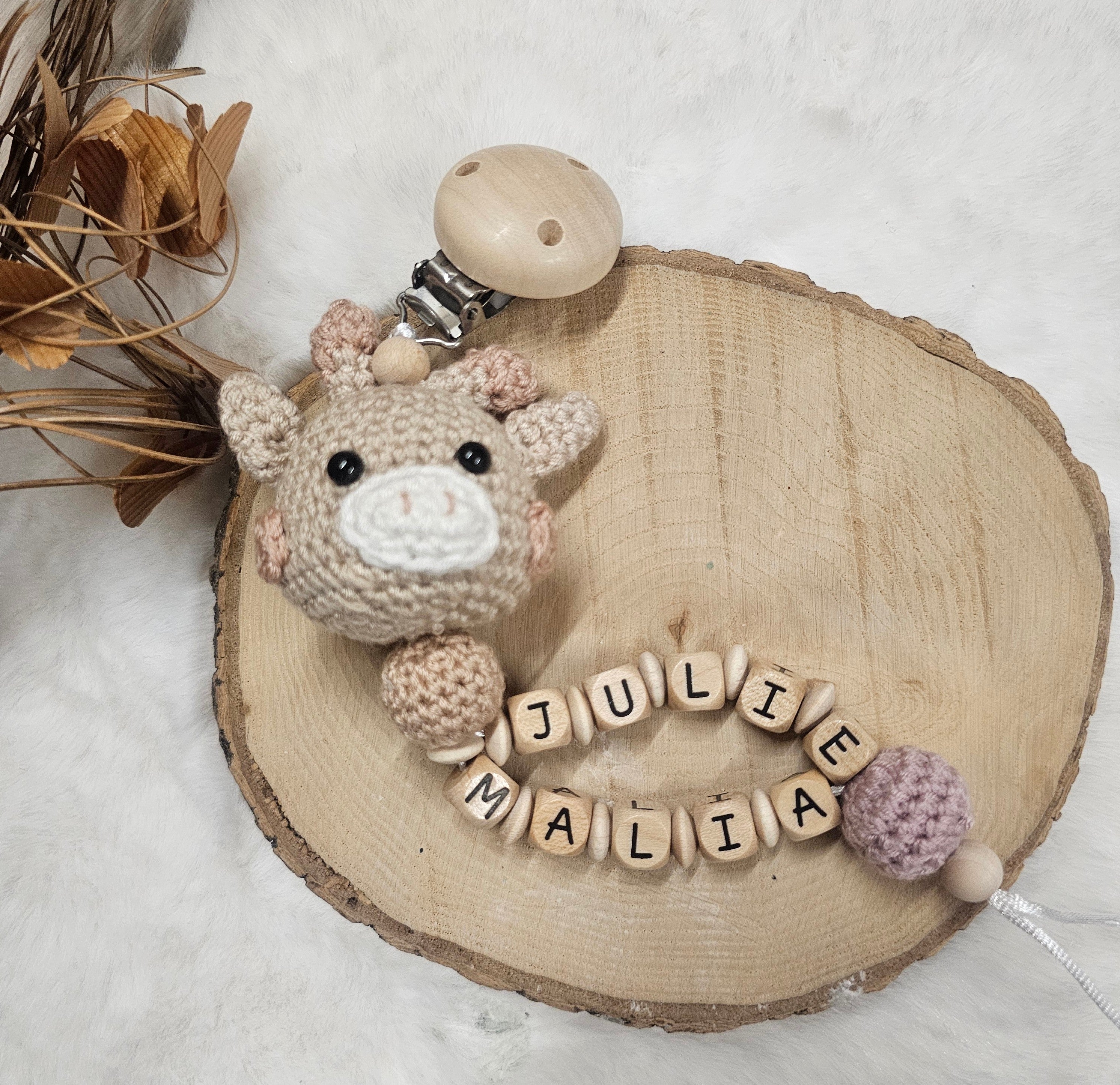 Schnullerkette mit Doppelnamen | personalisierte Schnullerkette | Babygeschenke zur Geburt