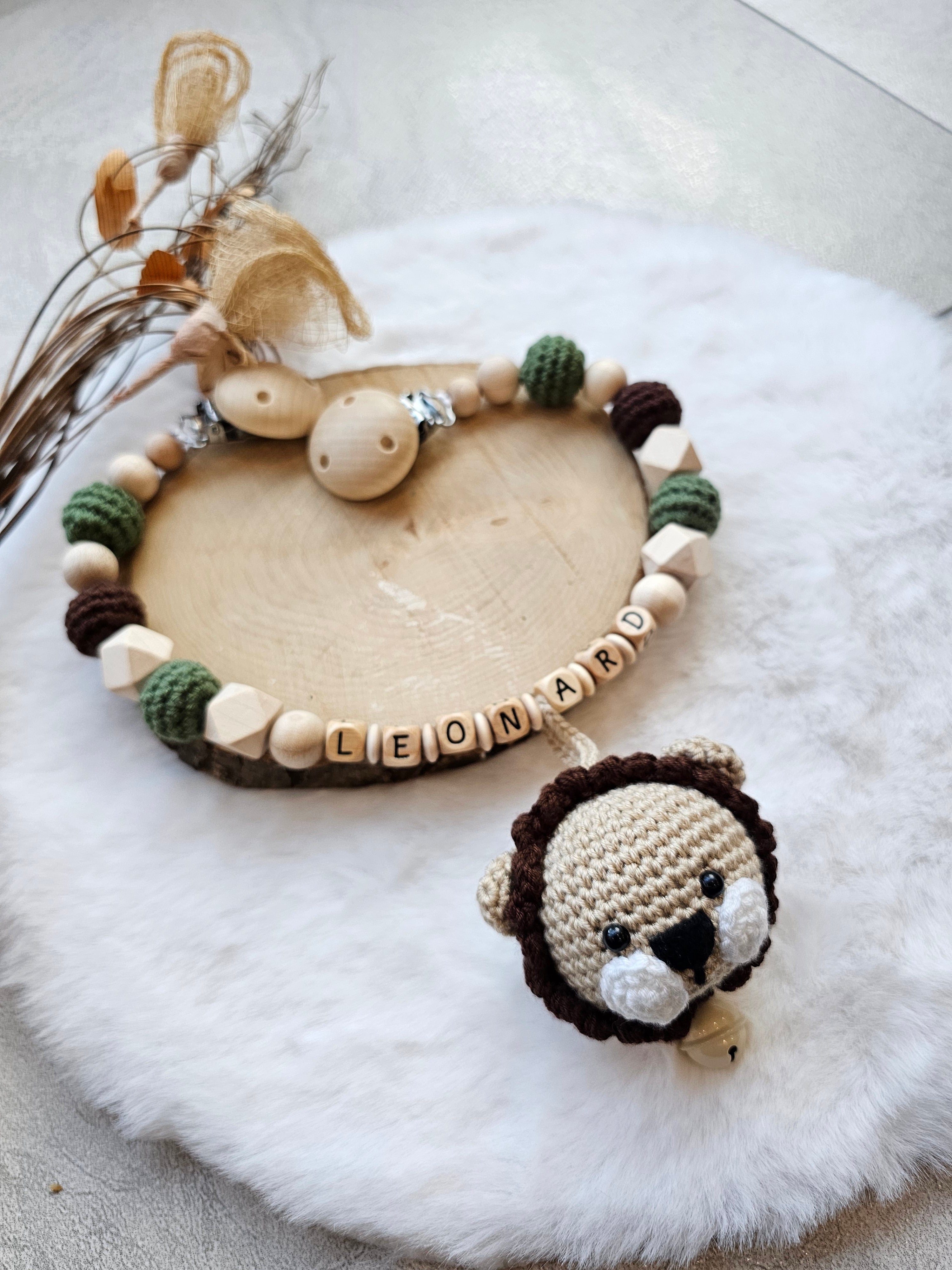 Kinderwagenkette Löwe |Babygeschenke zur Geburt | Taufgeschenk