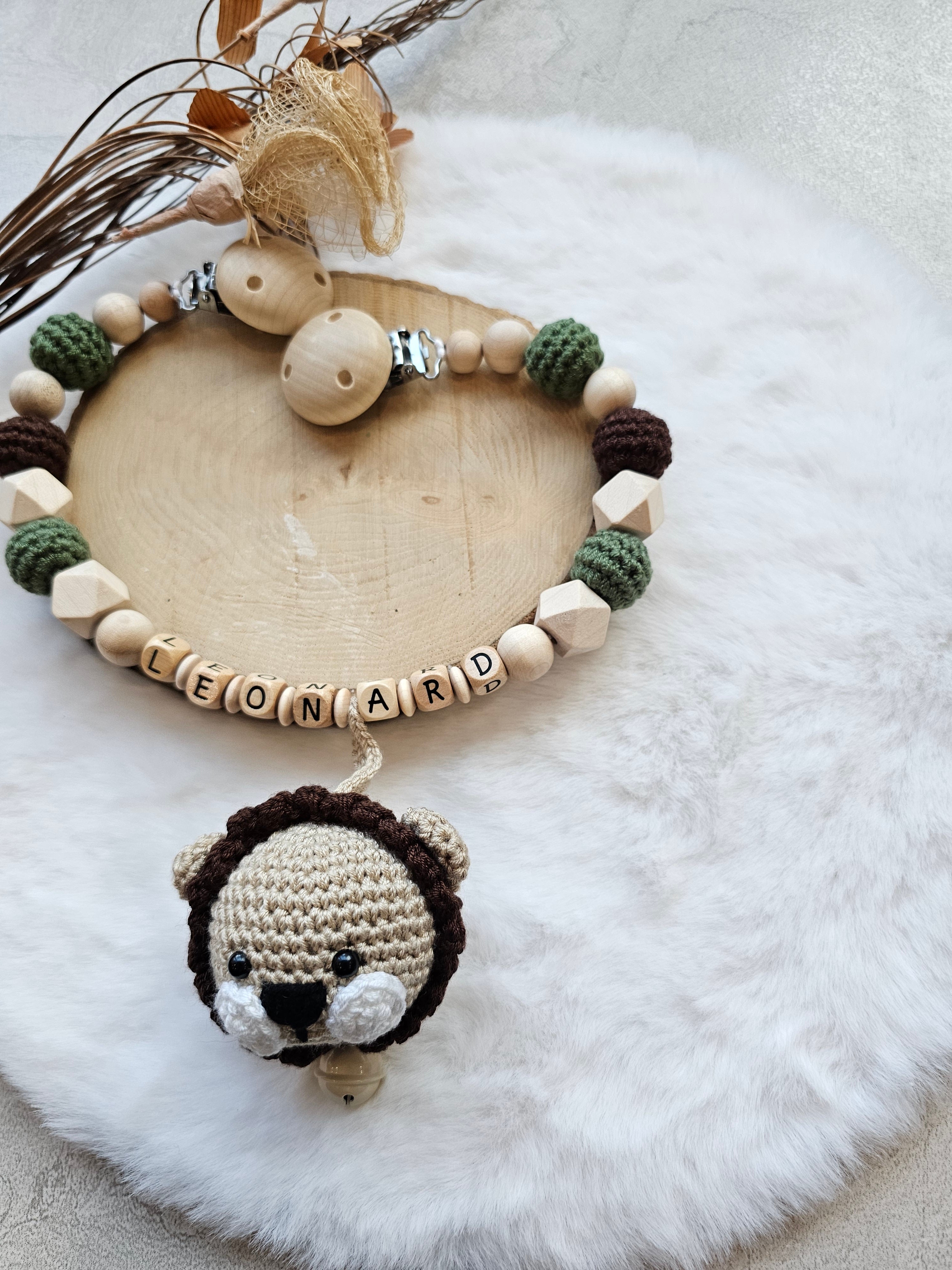 Kinderwagenkette Löwe |Babygeschenke zur Geburt | Taufgeschenk