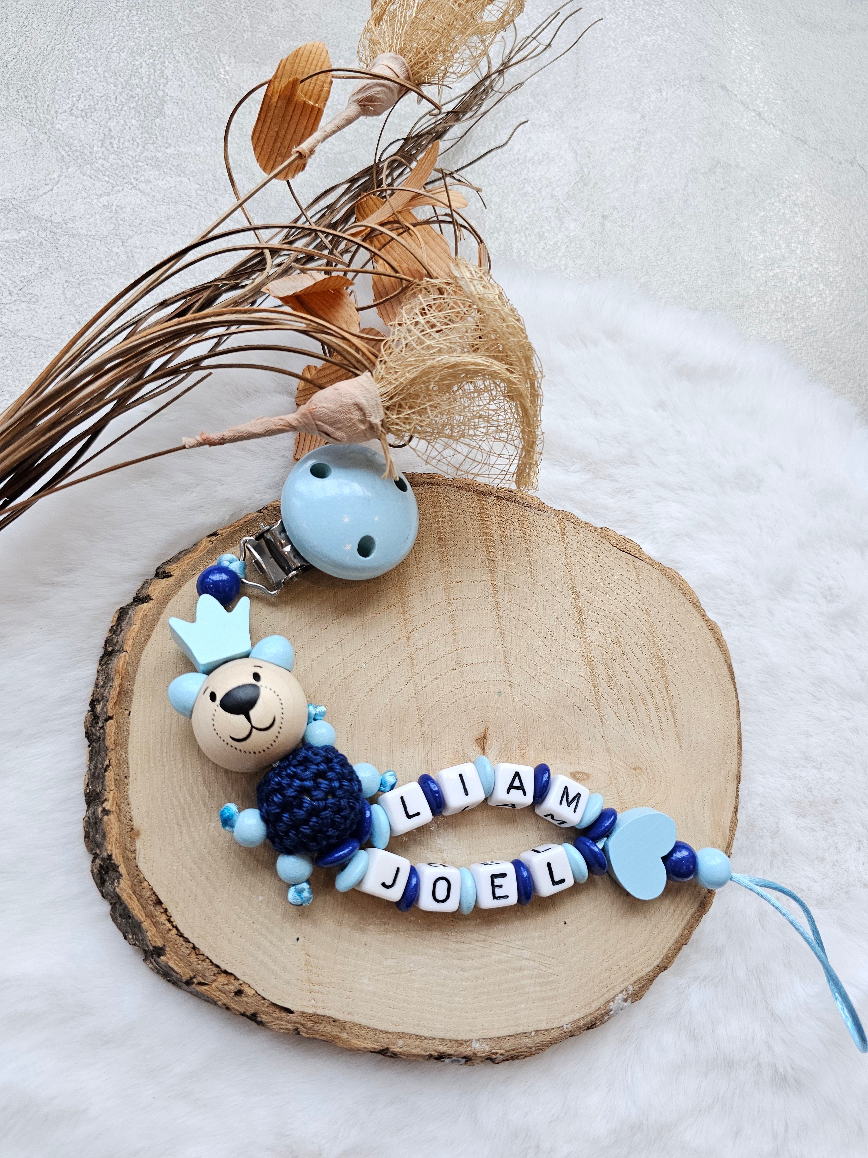 Schnullerkette mit Doppelnamen |  personalisierte Babygeschenk | Schnullerkette mit Namen