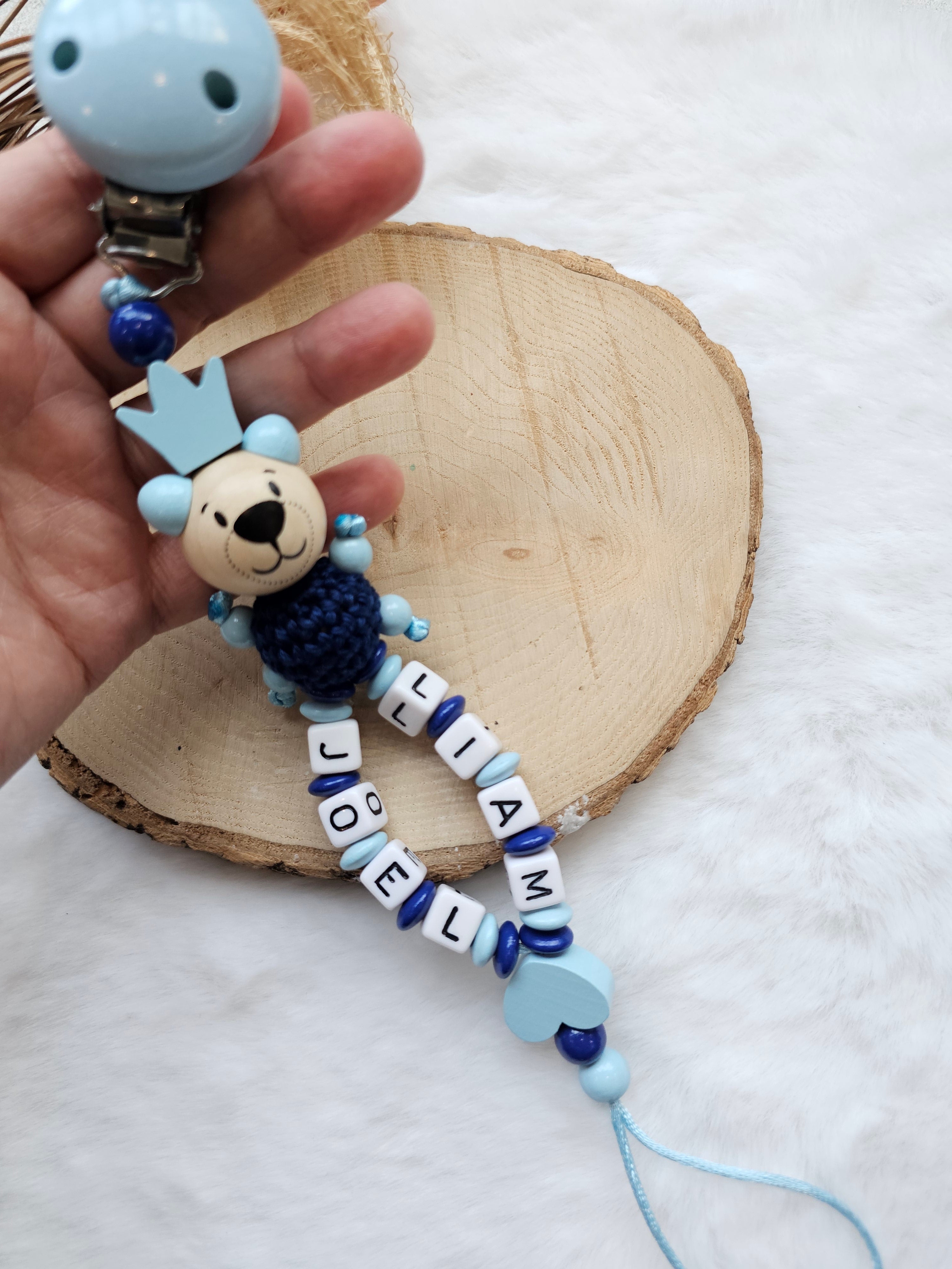 Schnullerkette mit Doppelnamen |  personalisierte Babygeschenk | Schnullerkette mit Namen