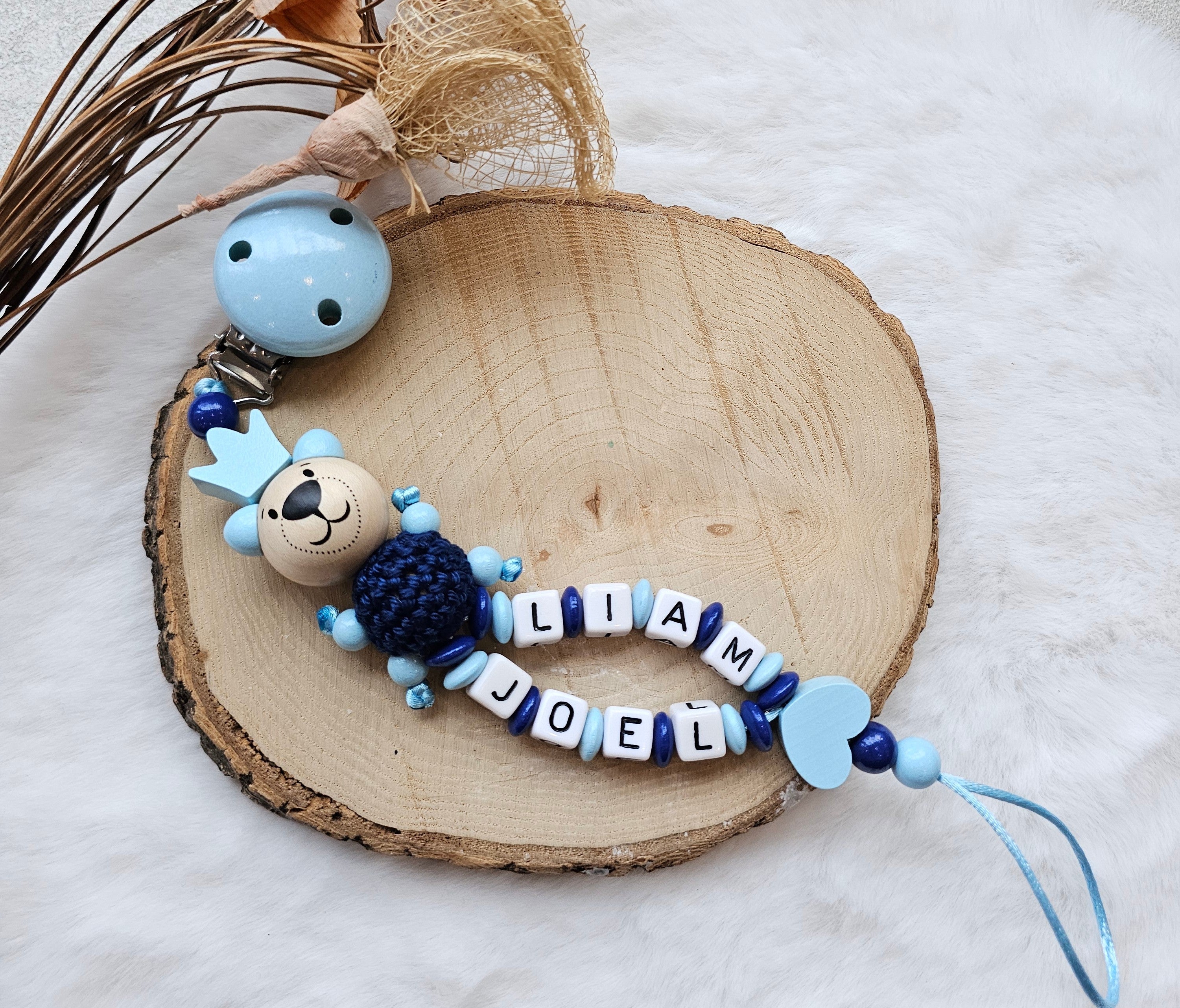Schnullerkette mit Doppelnamen |  personalisierte Babygeschenk | Schnullerkette mit Namen