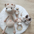Babygeschenke Giraffe,Geschekbox Baby, personalisierte Schnullerkette,Babyschuhe,Greifring