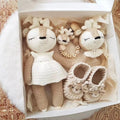 Baby Geschenkset Rehkitz – Schmusetier, Schnullerkette & Greifring – rosa
