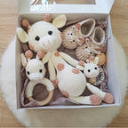 Baby Geschenkset Giraffe – Schmusetier, Schnullerkette & Greifring