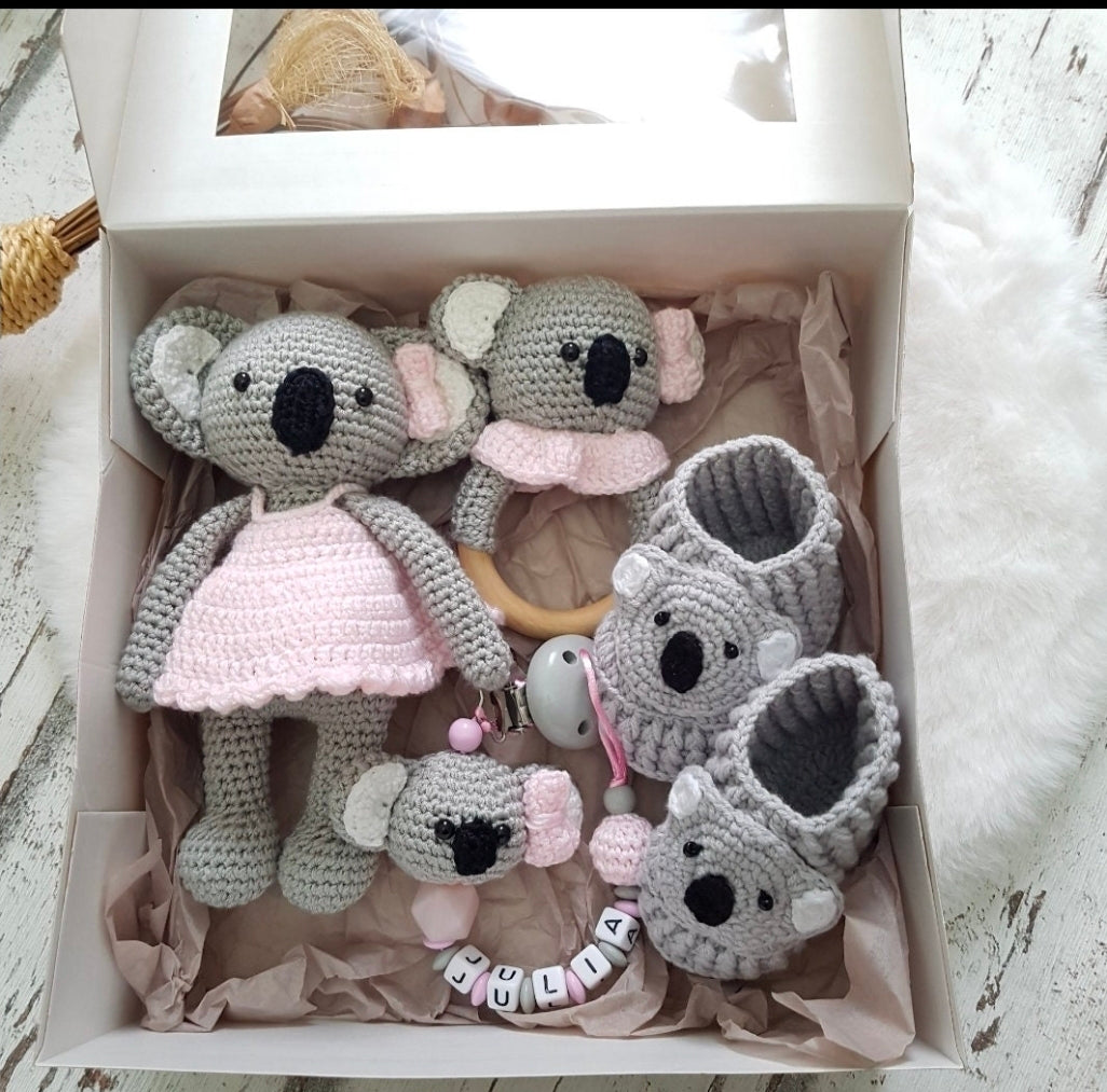 Personalisiertes Baby Geschenk Koala, Geschenk zur Geburt , Schnullerkette Mädchen,  Taufgeschenk
