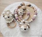 Baby Geschenkset Rehkitz – Kinderwagenkette, Schnullerkette & Greifring