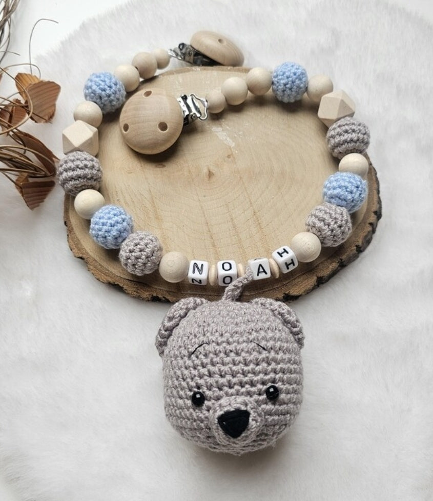 Kinderwagenkette Bär | Babygeschenke zur Geburt |Wagenkette Junge |Taufgeschenk