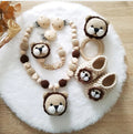 Kinderwagenkette Löwe | Greifring |Geschenke zur Geburt |personalisierte Schnullerkette |Babyschuhe gestrickt