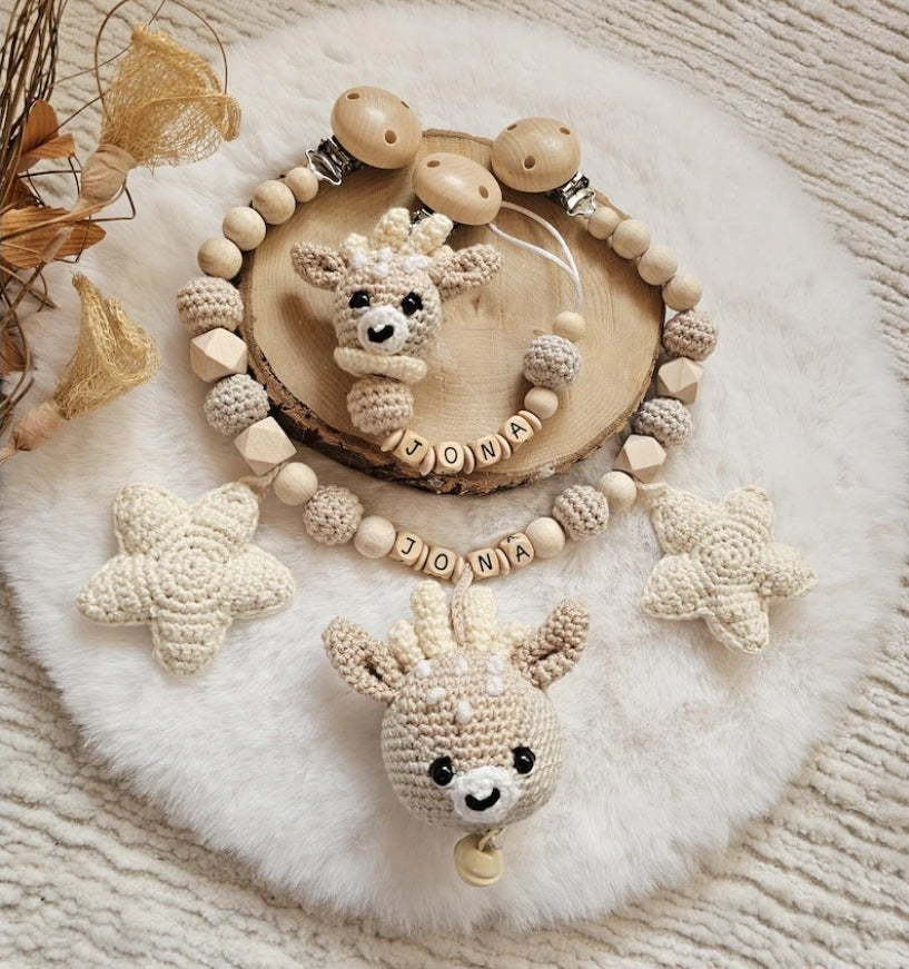 Kinderwagenkette Rehkitz | personalisierte Schnullerkette |