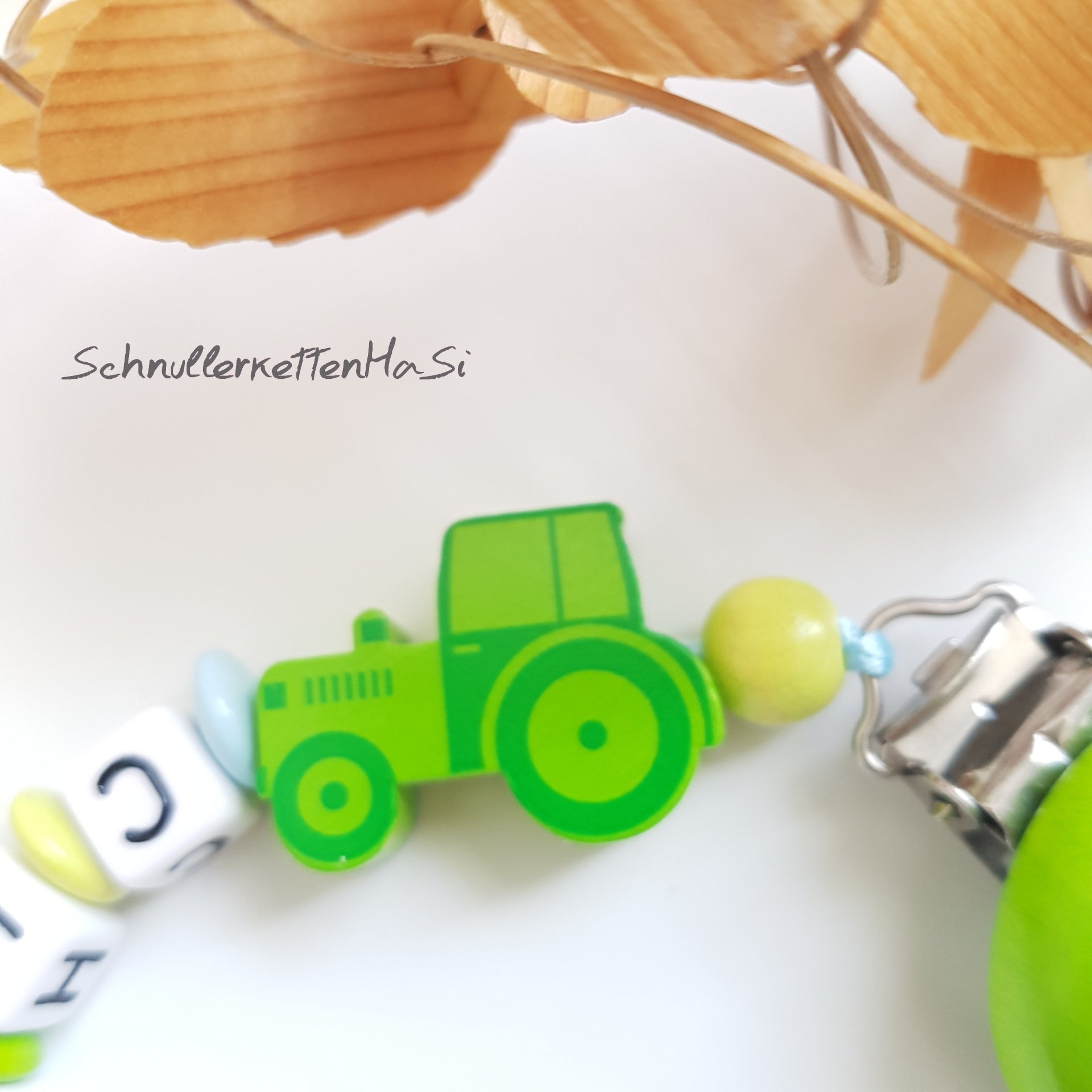 Schnullerkette mit Namen | Traktor | Babygeschenke zur Geburt | personalisierte Schnullerkette | Taufgeschenk