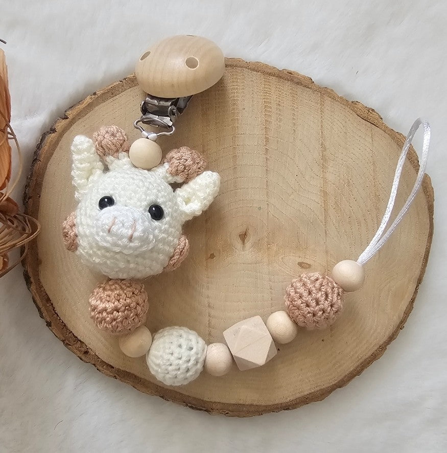Schnullerkette ohne Namen | Giraffe | Babygeschenke zur Geburt | Taufgeschenk