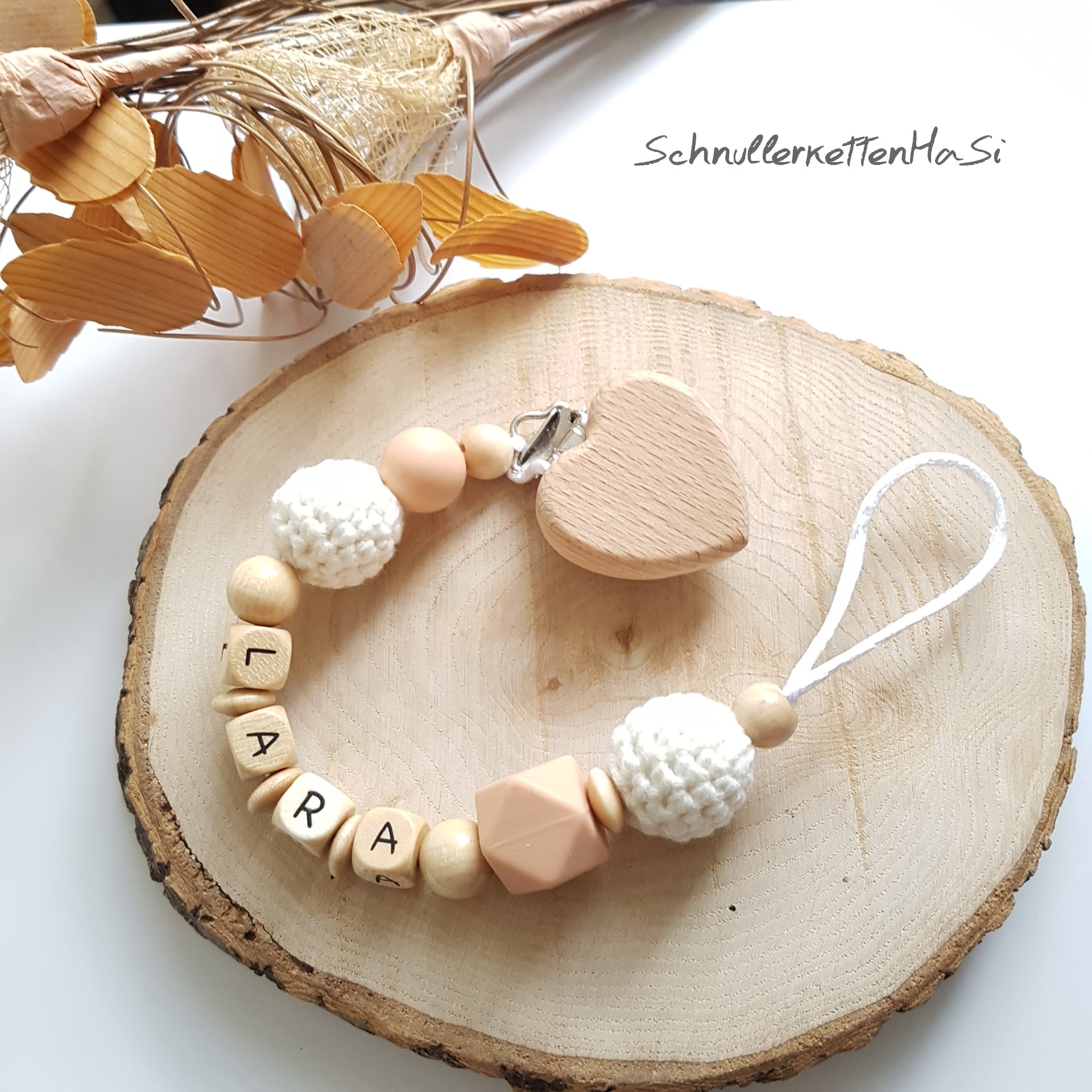 Schnullerkette mit Namen | Herz| Babygeschenke zur Geburt | personalisierte Schnullerkette