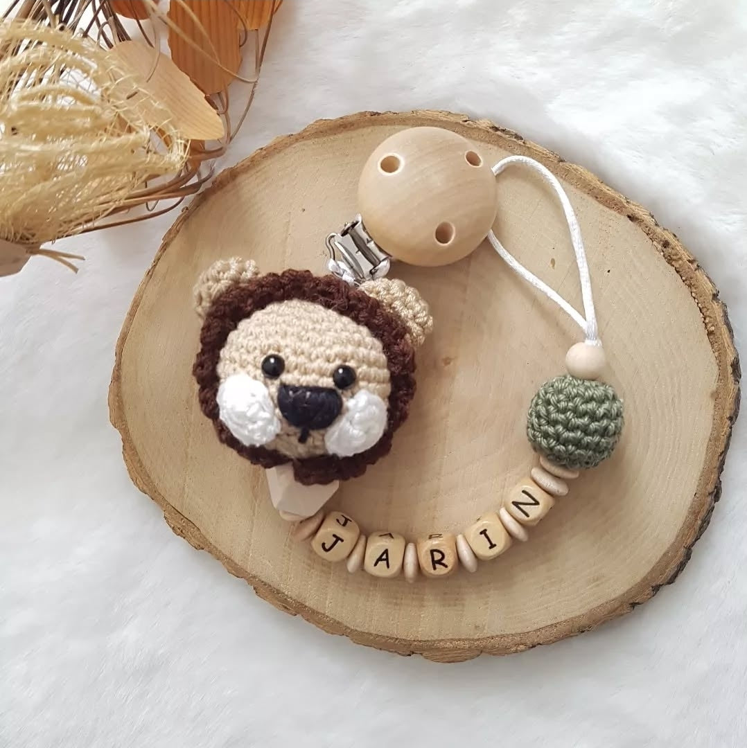 Schnullerkette mit Namen Löwe |personalisierte Schnullerkette | Babygeschenke zur Geburt