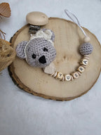 Baby Geschenkset Bär Mädchen – Schmusetier, Schnullerkette & Greifring
