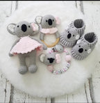 Baby Geschenkset Koala Mädchen – Schmusetier, Schnullerkette & Greifring
