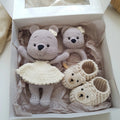 Baby Geschenkset Bär Mädchen – Schmusetier, Schnullerkette & Greifring