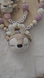 Baby Geschenkset Rehkitz – Kinderwagenkette, Schnullerkette & Greifring