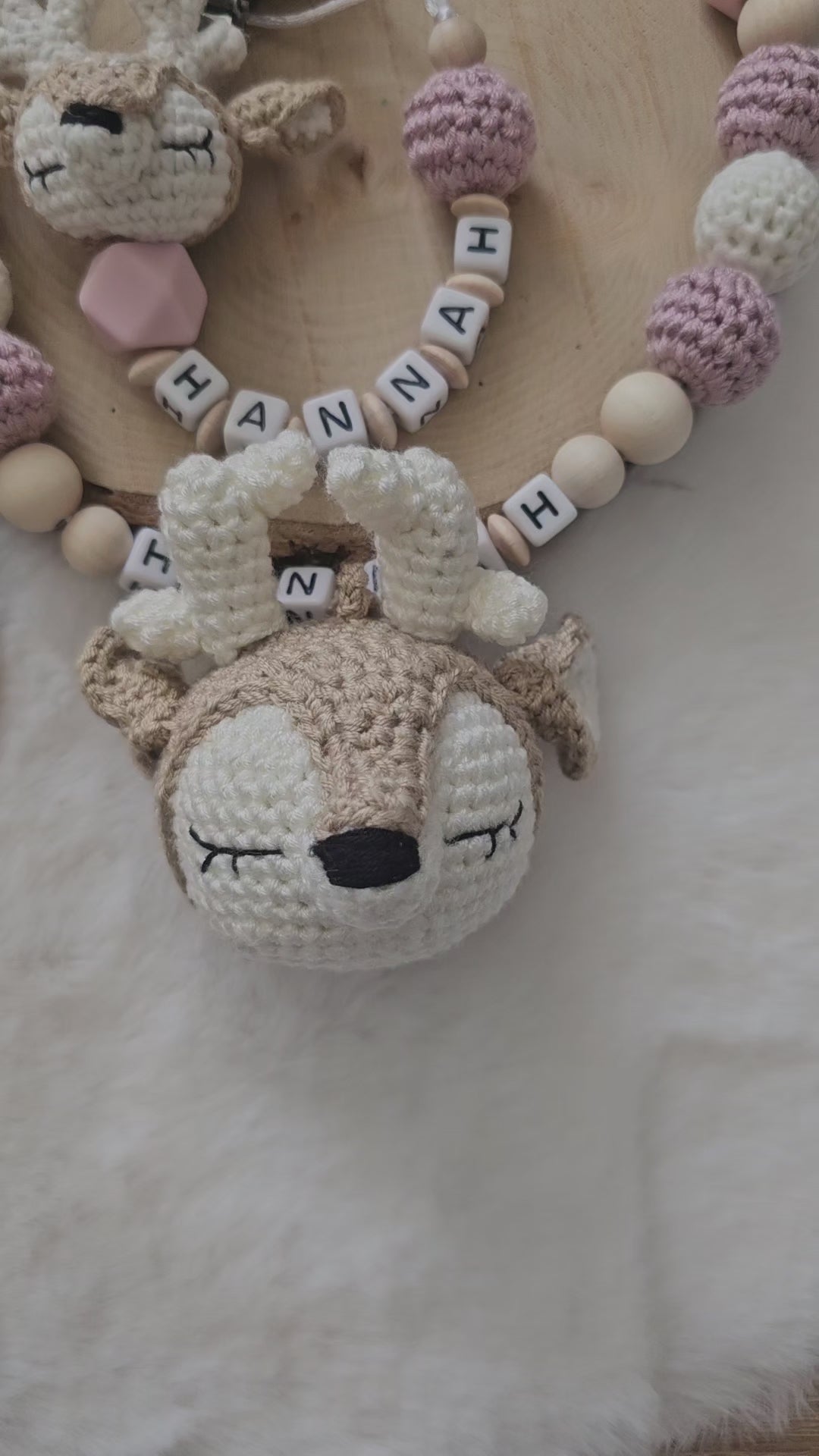 Baby Geschenkset Rehkitz – Kinderwagenkette, Schnullerkette & Greifring