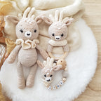 Baby Geschenkset Rehkitz – Schmusetier, Schnullerkette, Greifring & Babyschuhe