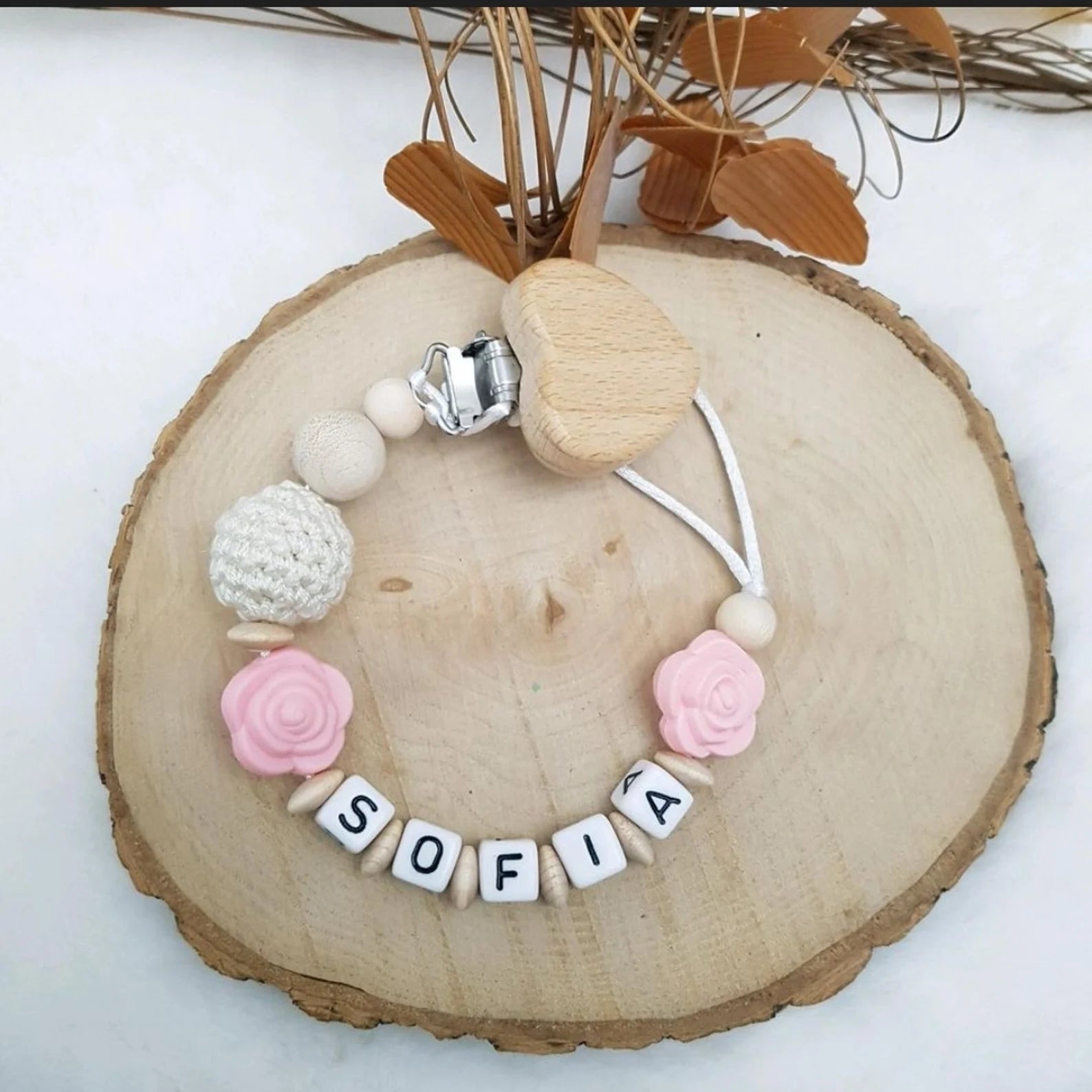 Schnullerkette mit Namen | Mädchen | Babygeschenke zur Geburt | Schnullerband personalisiert