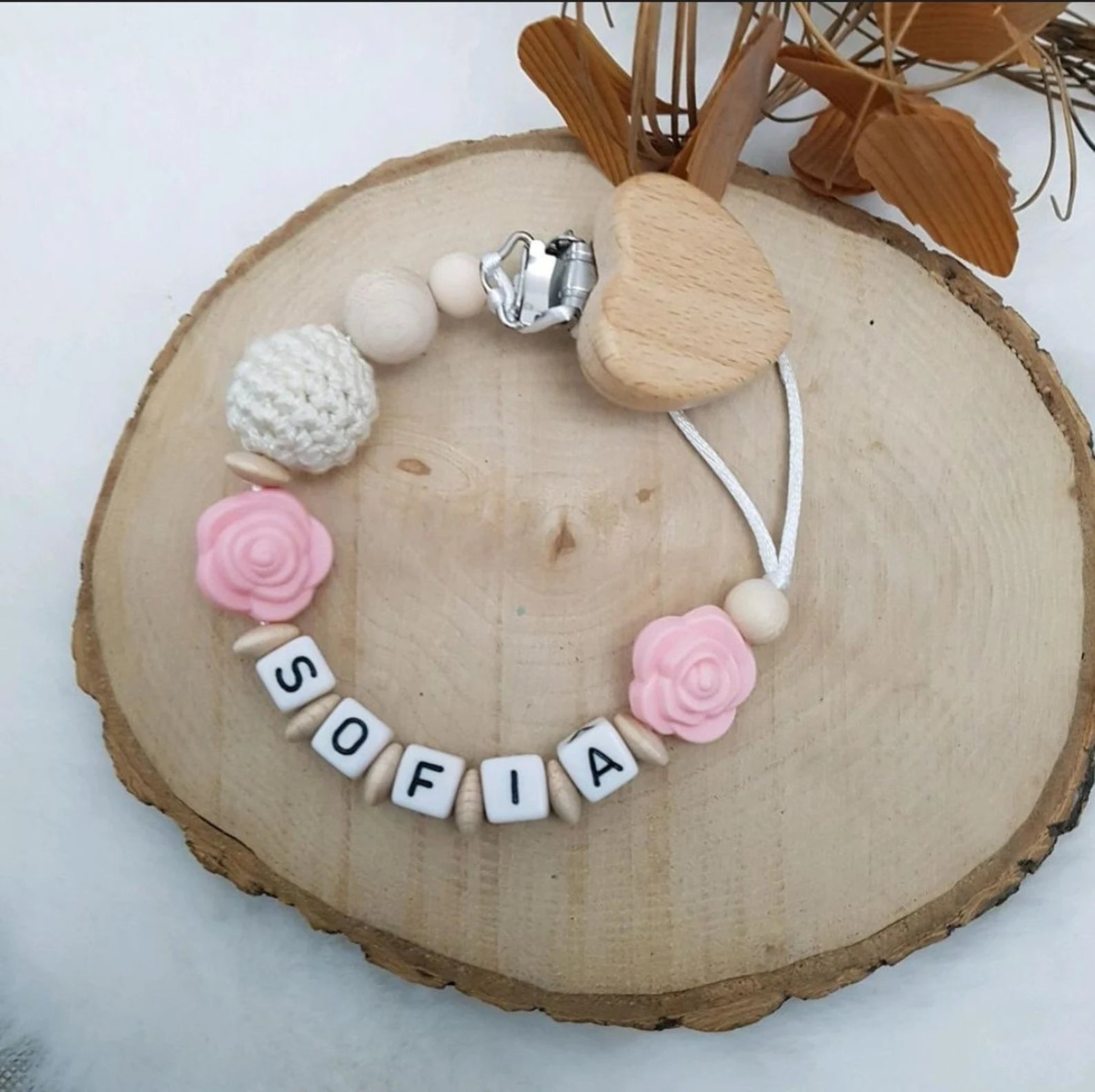 Schnullerkette mit Namen | Mädchen | Babygeschenke zur Geburt | Schnullerband personalisiert
